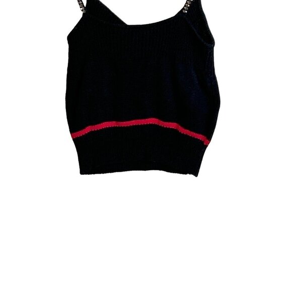 N21 Crystal Embellished Strap Knit Top Black Red - Picture 6 of 8
